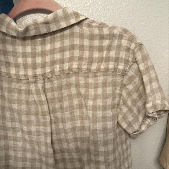 Olivaceous Beige Plaid Linen Top - Picture 5 of 6